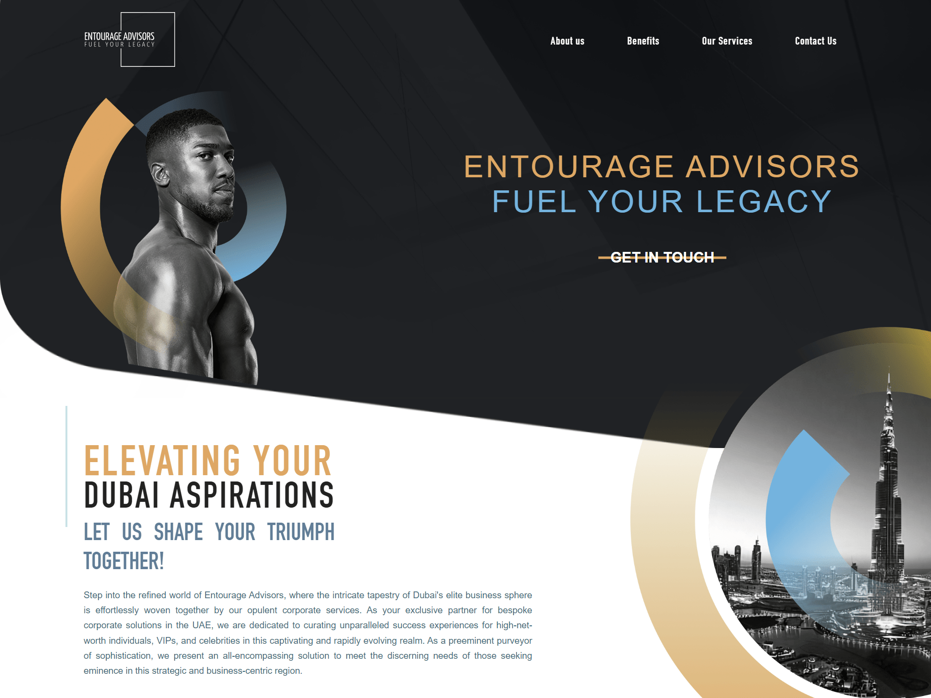 Entourage Advisors landing page preview